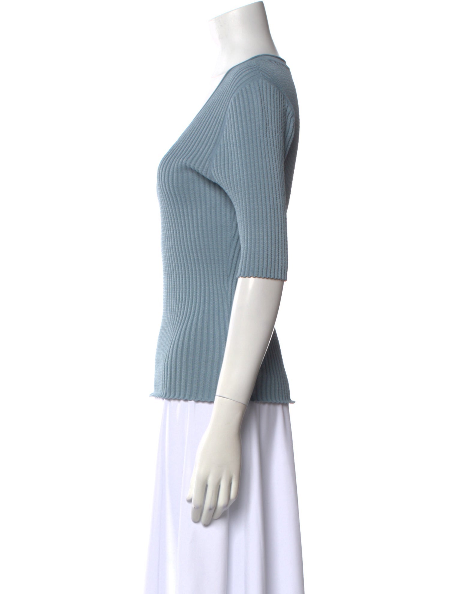 Veronica Beard Scoop Neck Three-Quarter Sleeve Top