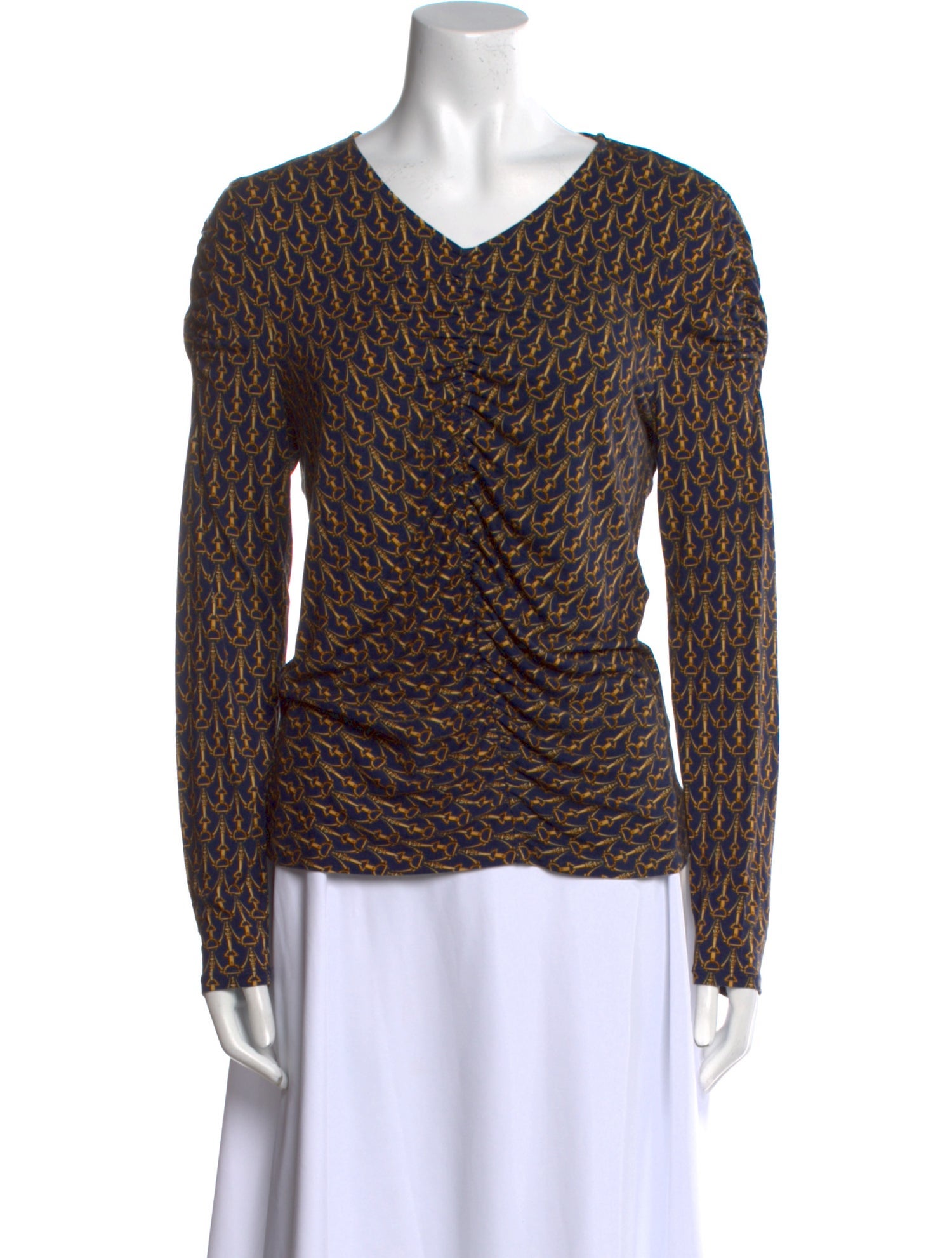 Veronica Beard Printed V-Neck Top