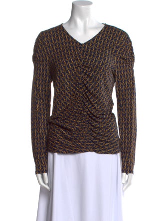 Veronica Beard Printed V-Neck Top