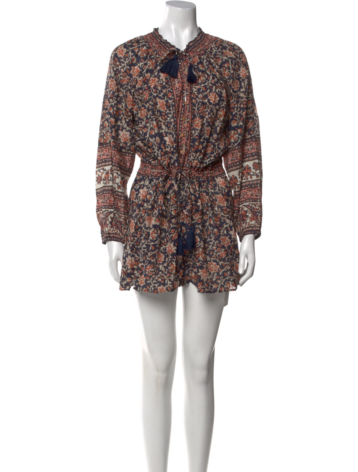 Veronica Beard Floral Print Crew Neck Romper