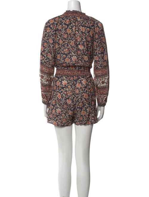 Veronica Beard Floral Print Crew Neck Romper