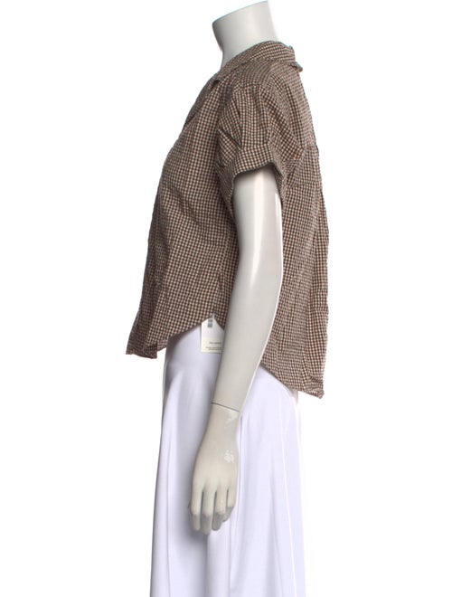 Veronica Beard Plaid Print Short Sleeve Crop Top