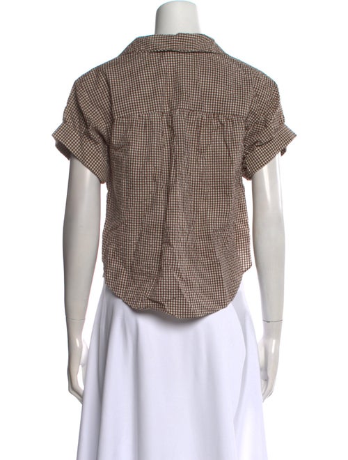 Veronica Beard Plaid Print Short Sleeve Crop Top