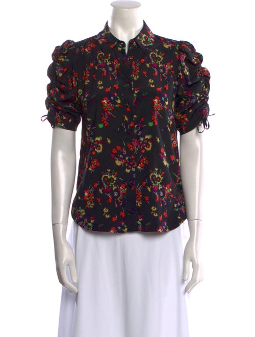 Veronica Beard Silk Floral Print Button-Up Top