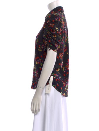 Veronica Beard Silk Floral Print Button-Up Top