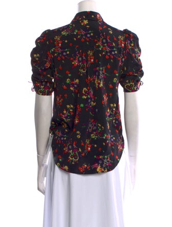 Veronica Beard Silk Floral Print Button-Up Top