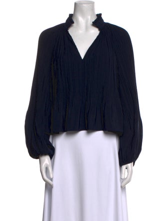 Veronica Beard V-Neck Long Sleeve Crop Top