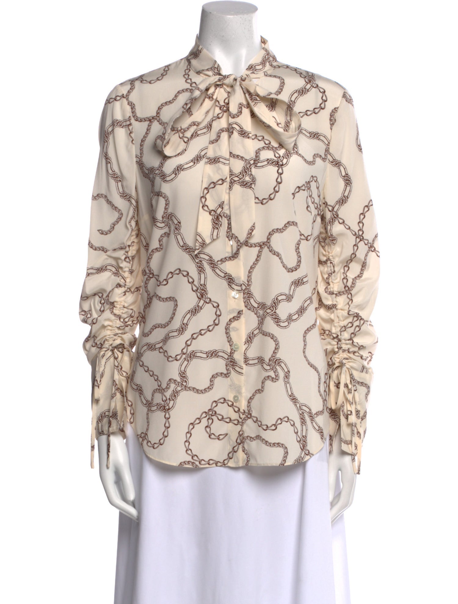 Veronica Beard Silk Printed Button-Up Top