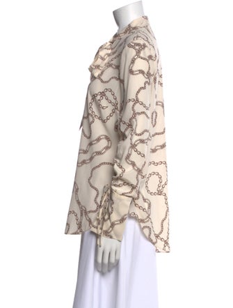 Veronica Beard Silk Printed Button-Up Top