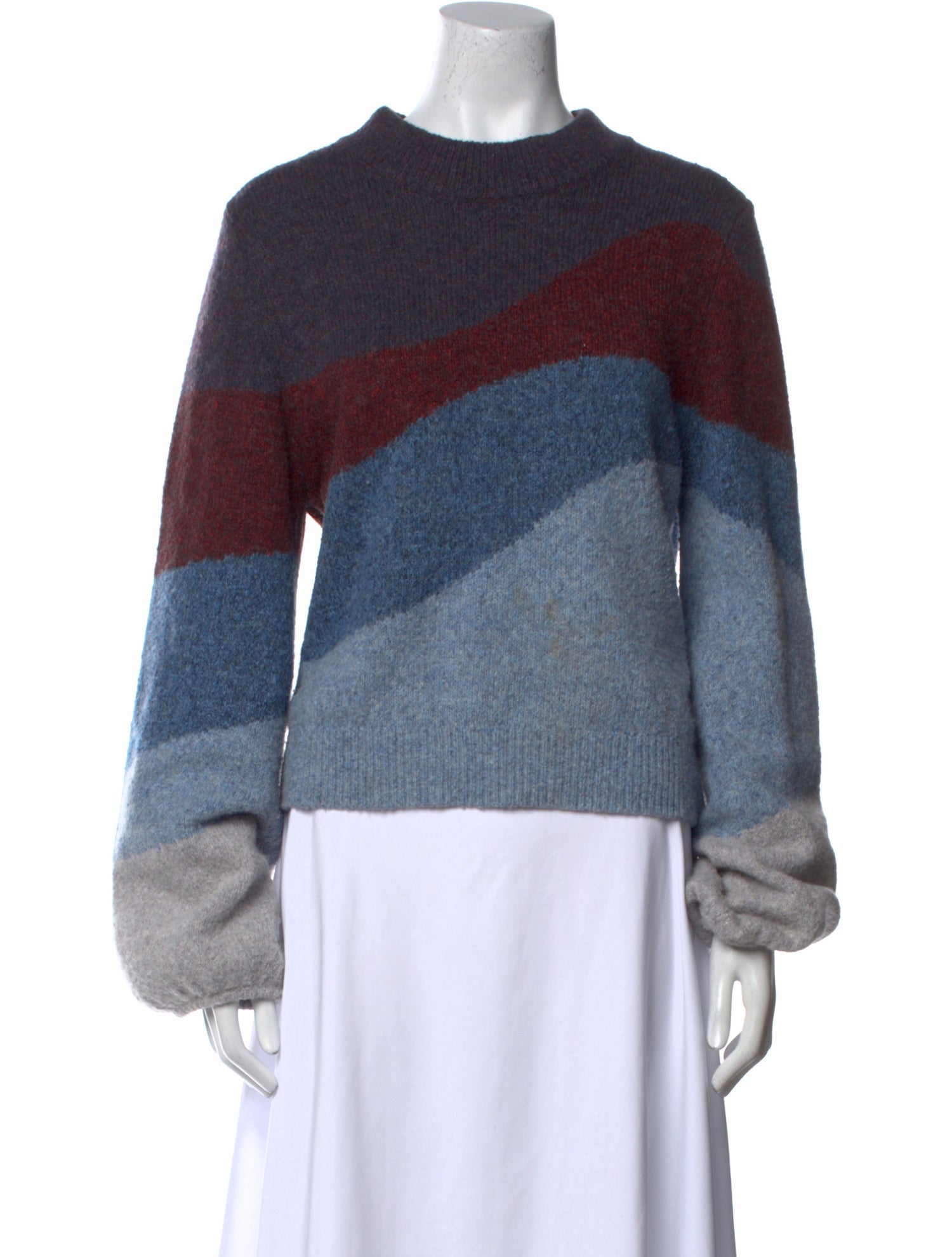 Veronica Beard Colorblock Pattern Crew Neck Sweater