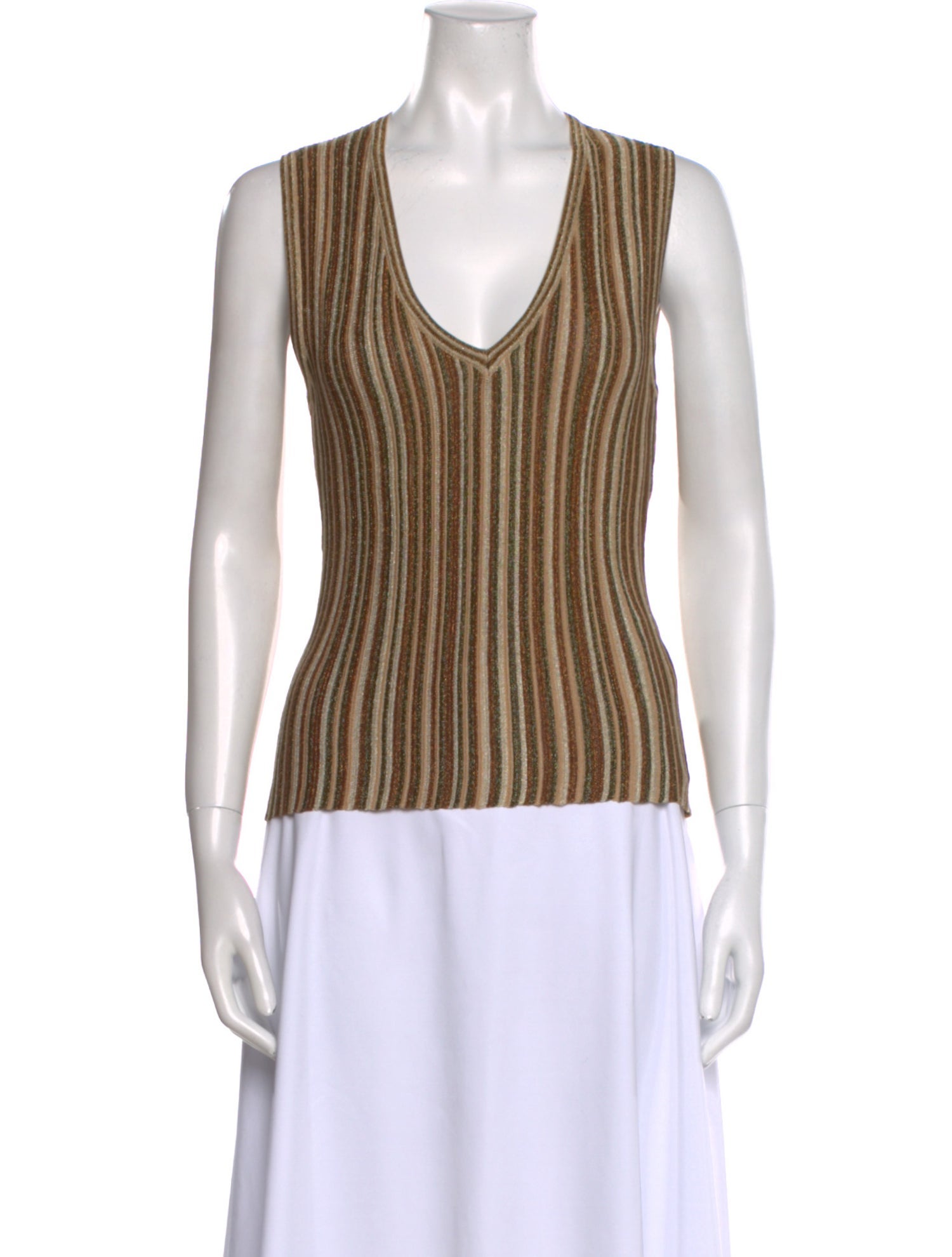 Veronica Beard Striped V-Neck Top