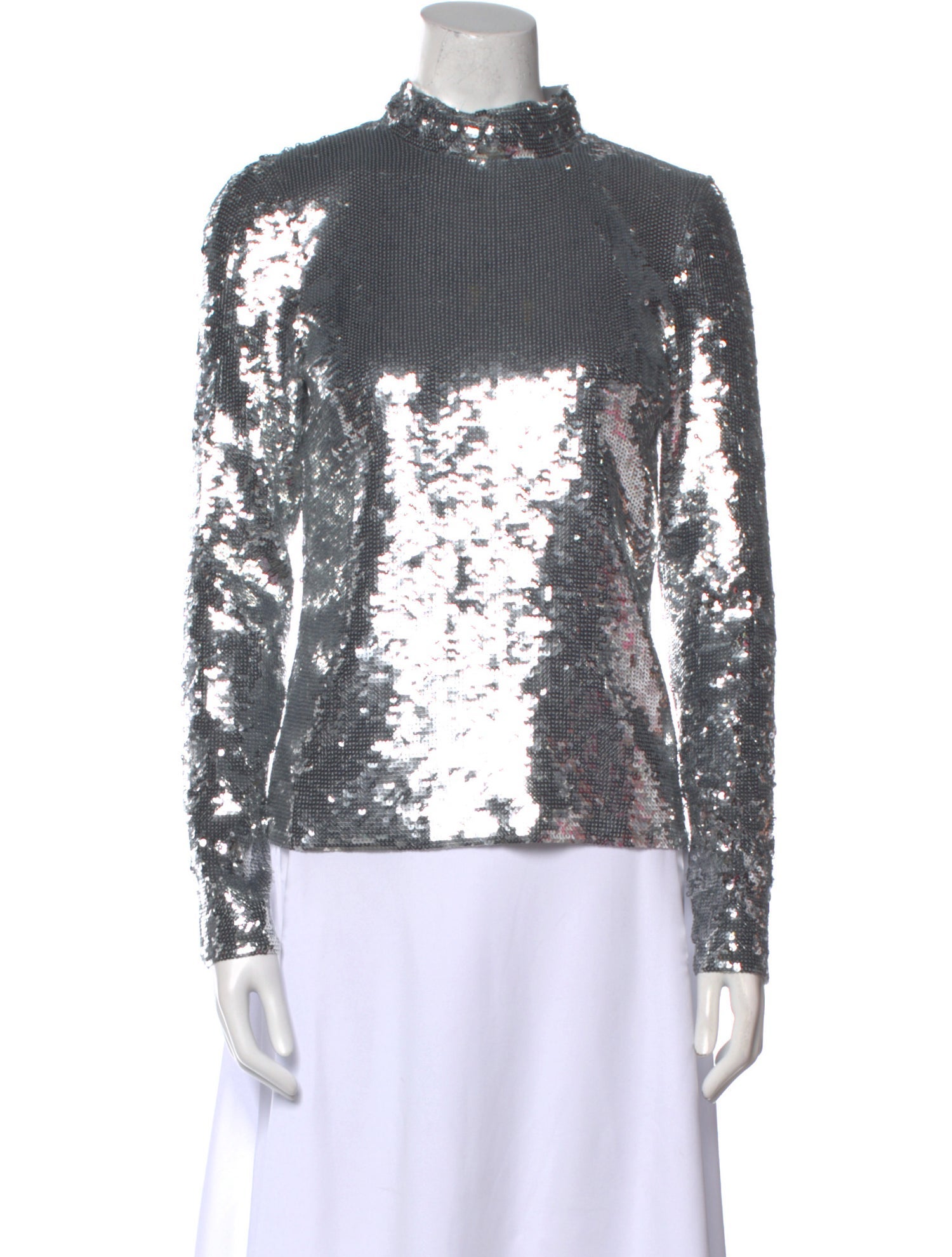 Veronica Beard Mock Neck Long Sleeve Blouse