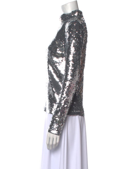 Veronica Beard Mock Neck Long Sleeve Blouse