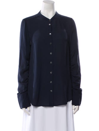 Veronica Beard Silk Long Sleeve Button-Up Top
