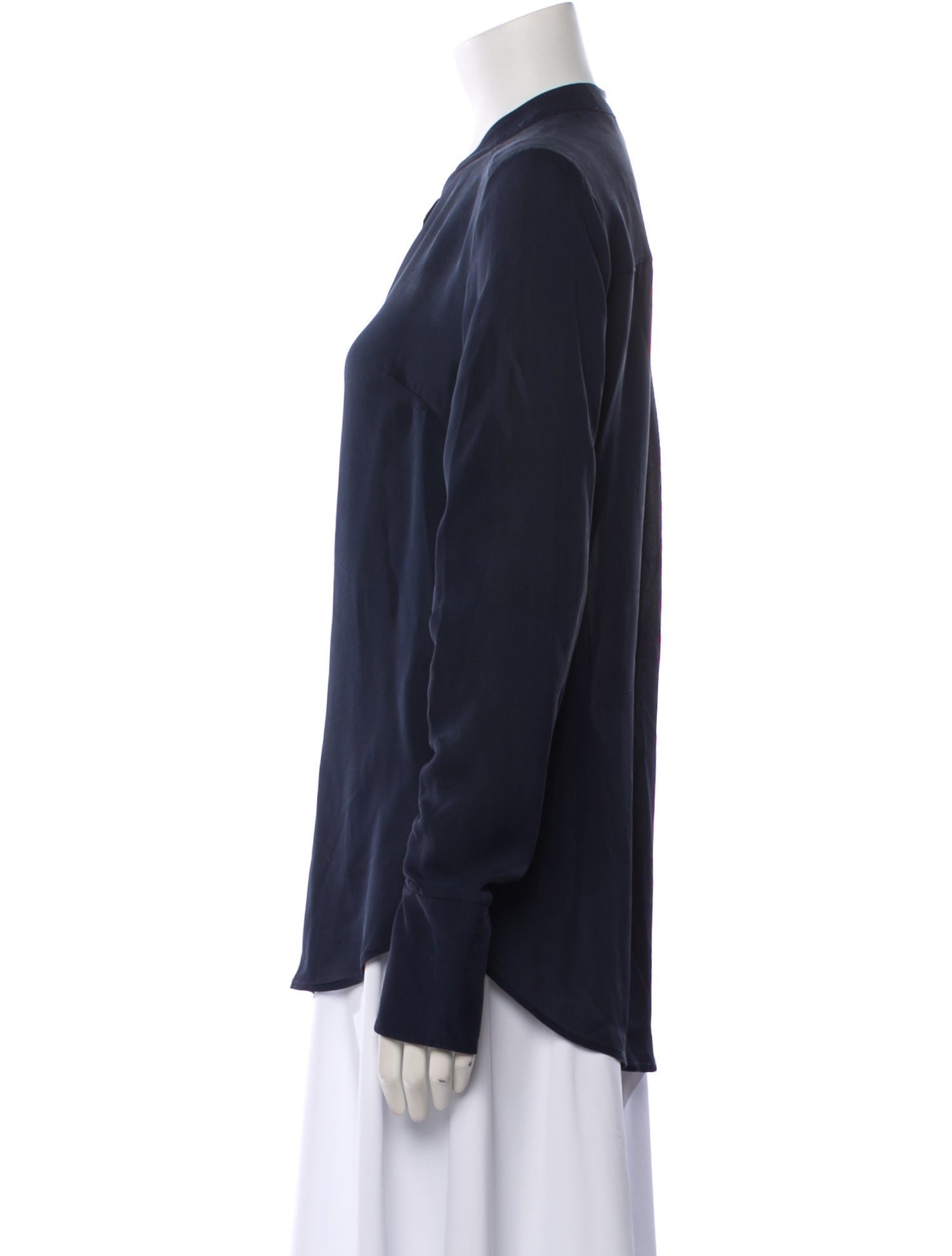 Veronica Beard Silk Long Sleeve Button-Up Top