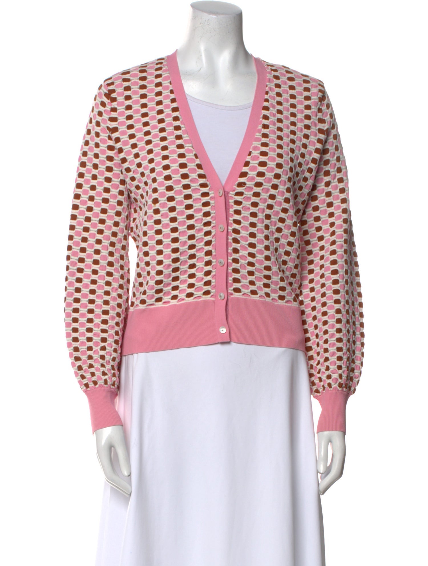 Veronica Beard Printed V-Neck Sweater