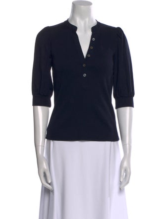 Veronica Beard V-Neck Three-Quarter Sleeve Polo