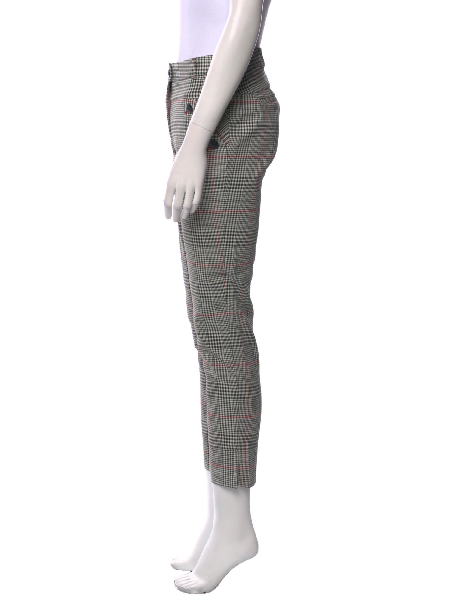 Veronica Beard Plaid Print Straight Leg Pants