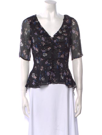 Veronica Beard Silk Floral Print Blouse