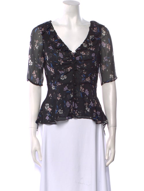 Veronica Beard Silk Floral Print Blouse