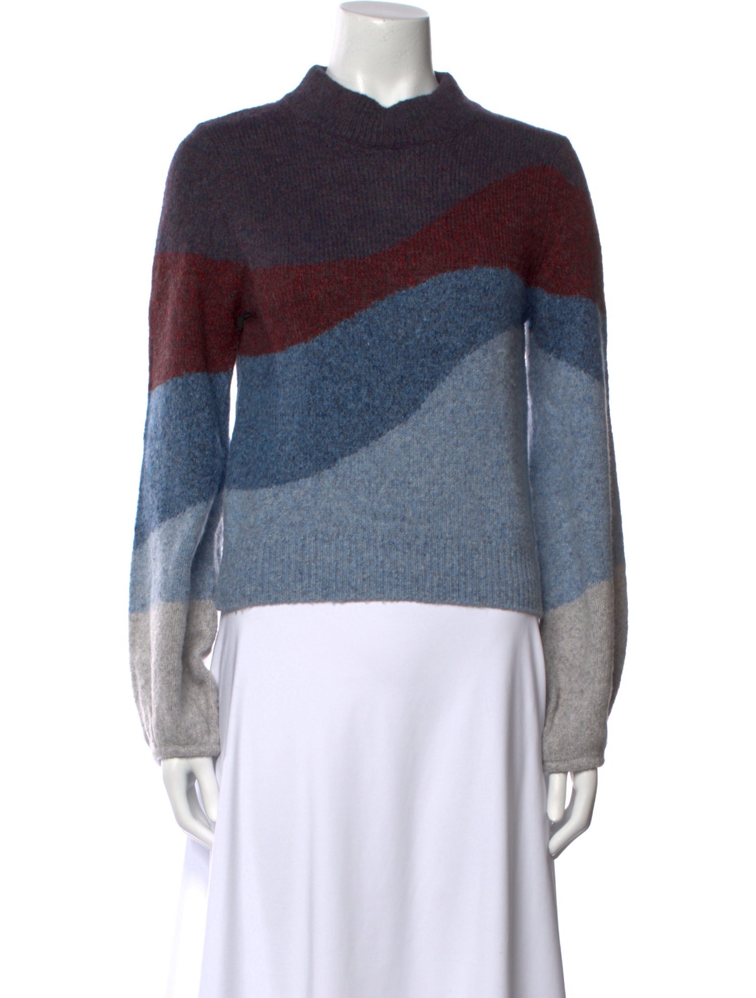 Veronica Beard Striped Mock Neck Sweater