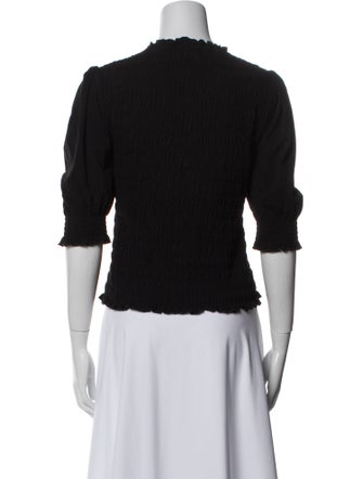 Veronica Beard Crew Neck Three-Quarter Sleeve Crop Top