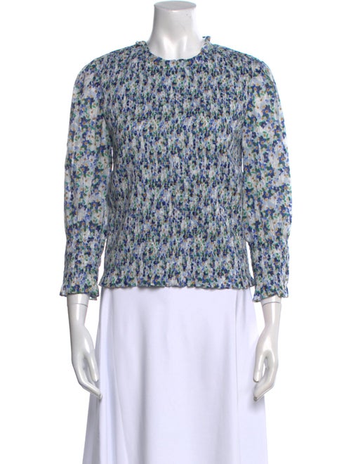 Veronica Beard Floral Print Crew Neck Blouse