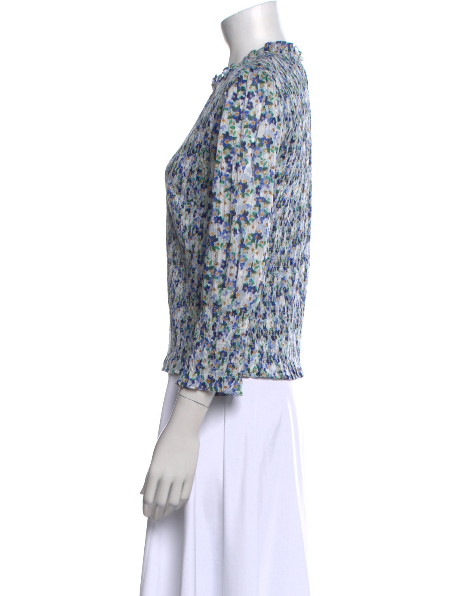 Veronica Beard Floral Print Crew Neck Blouse
