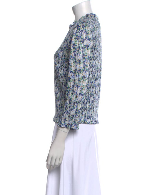 Veronica Beard Floral Print Crew Neck Blouse