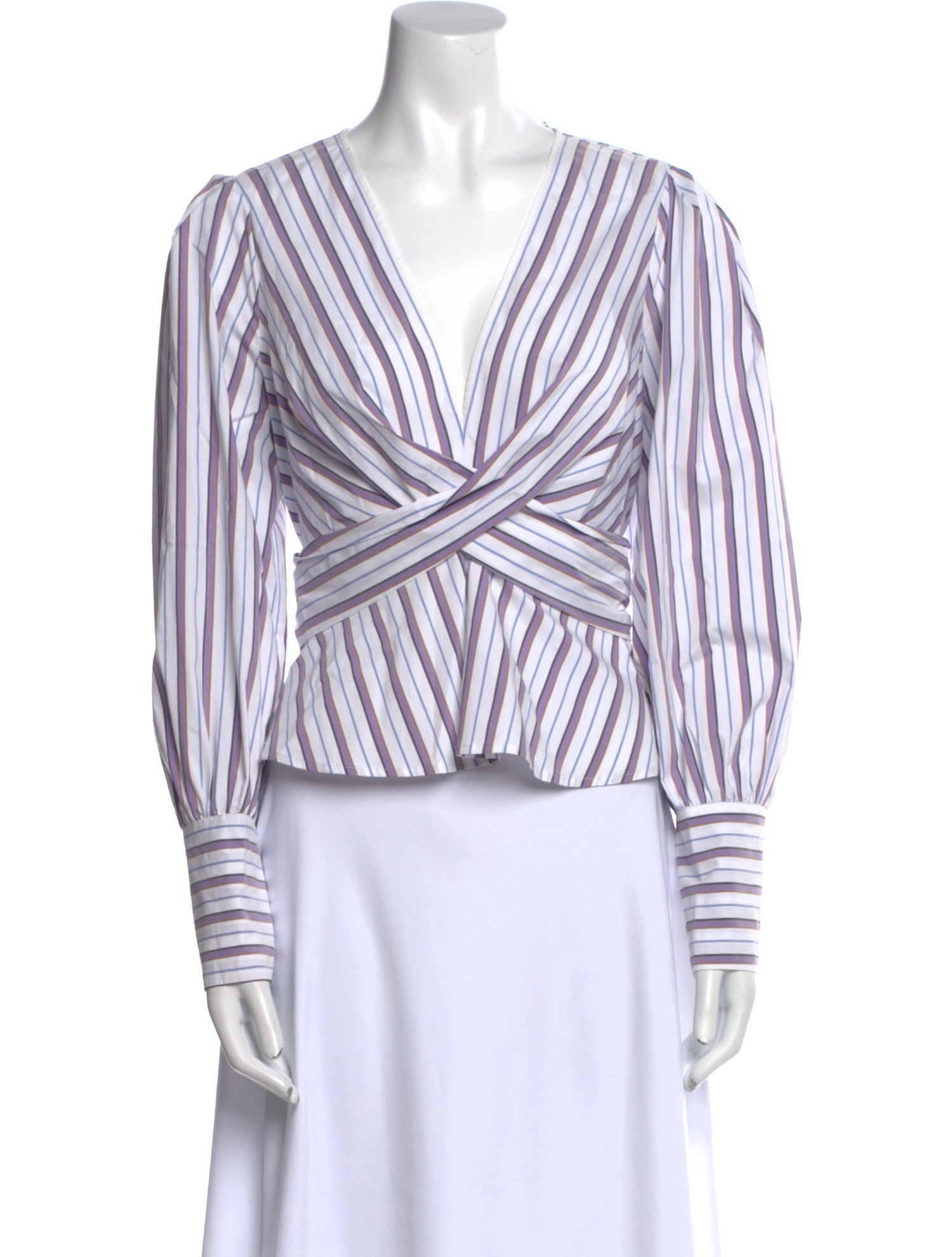 Veronica Beard Striped V-Neck Crop Top