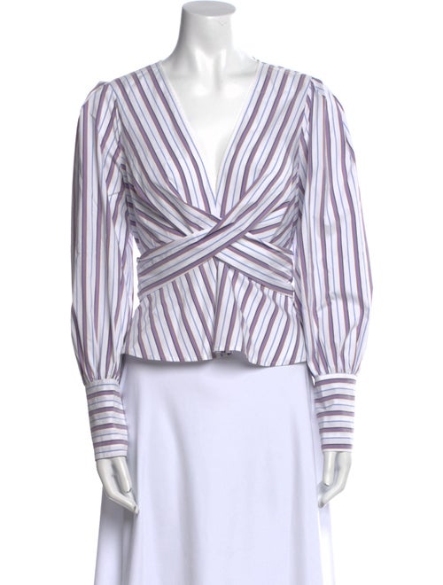 Veronica Beard Striped V-Neck Crop Top