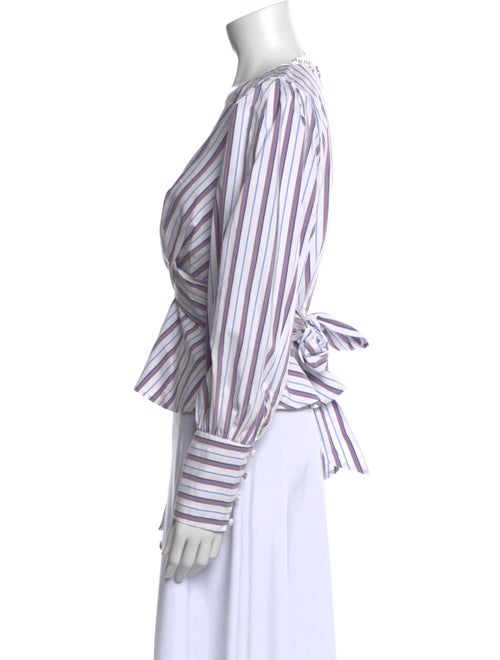 Veronica Beard Striped V-Neck Crop Top