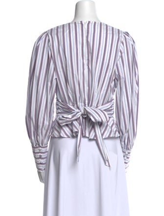 Veronica Beard Striped V-Neck Crop Top