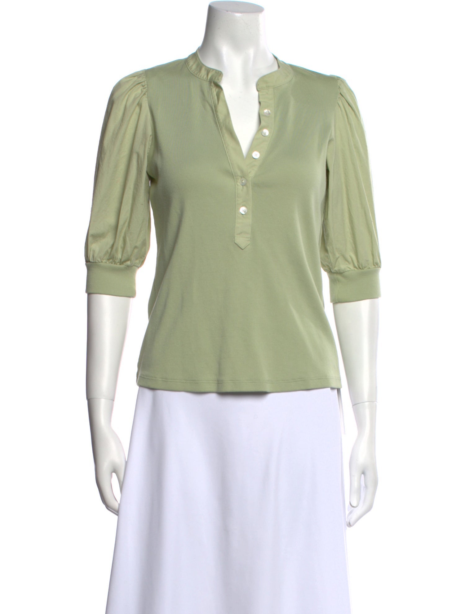 Veronica Beard V-Neck Three-Quarter Sleeve Polo