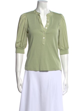 Veronica Beard V-Neck Three-Quarter Sleeve Polo