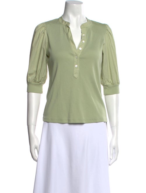 Veronica Beard V-Neck Three-Quarter Sleeve Polo