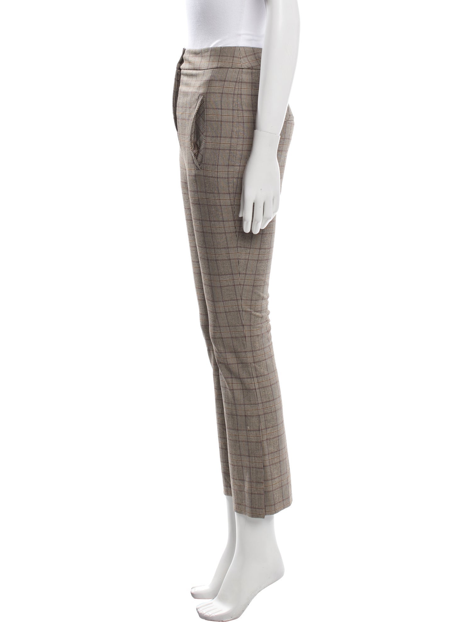 Veronica Beard Plaid Print Straight Leg Pants