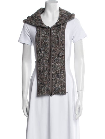 Veronica Beard Wool Cowl Neck Button-Up Top