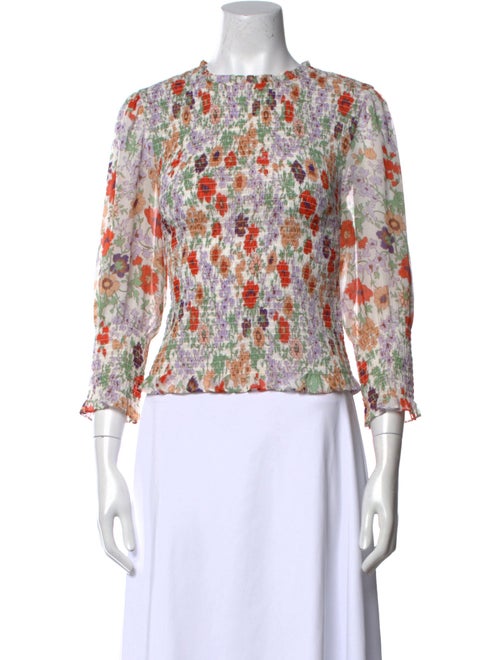 Veronica Beard Floral Print Bateau Neckline Blouse