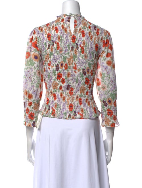 Veronica Beard Floral Print Bateau Neckline Blouse