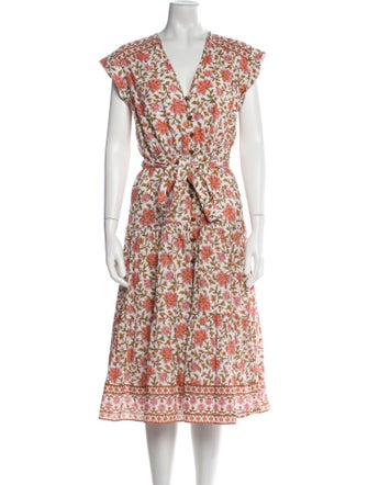Veronica Beard Floral Print Midi Length Dress