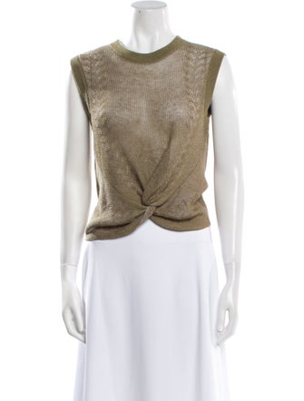 Veronica Beard Linen Crew Neck Crop Top