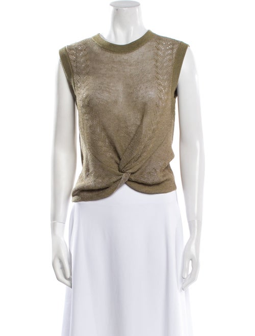 Veronica Beard Linen Crew Neck Crop Top