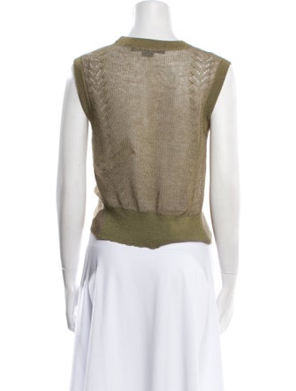 Veronica Beard Linen Crew Neck Crop Top