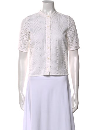 Veronica Beard Mock Neck Short Sleeve Crop Top