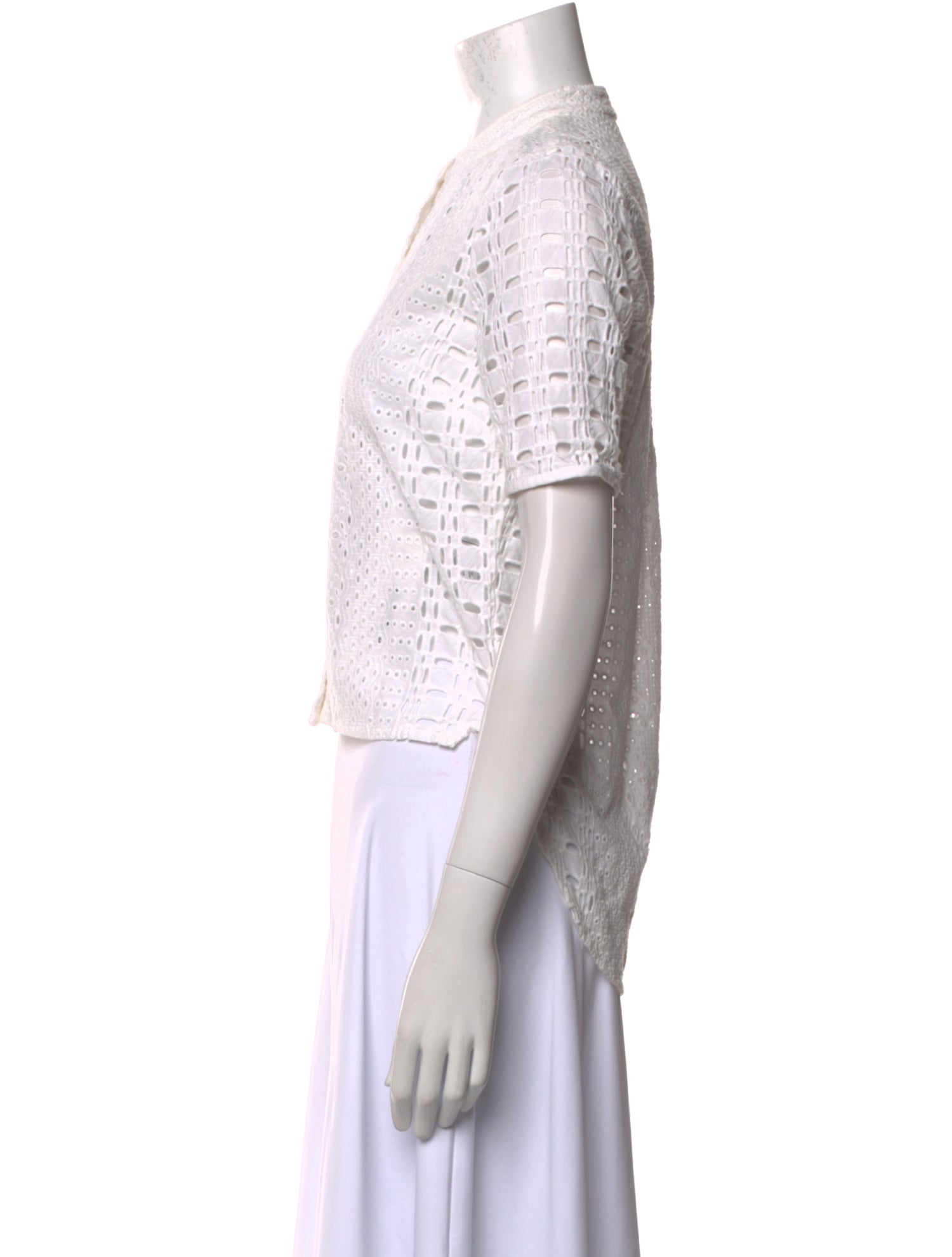 Veronica Beard Mock Neck Short Sleeve Crop Top