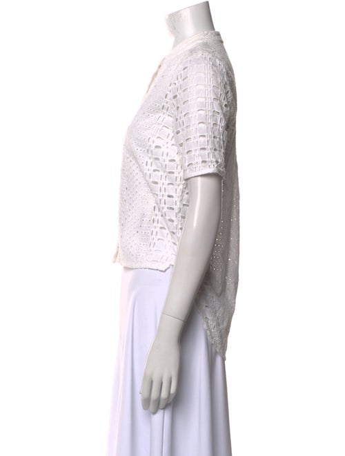 Veronica Beard Mock Neck Short Sleeve Crop Top