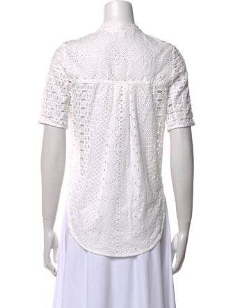 Veronica Beard Mock Neck Short Sleeve Crop Top