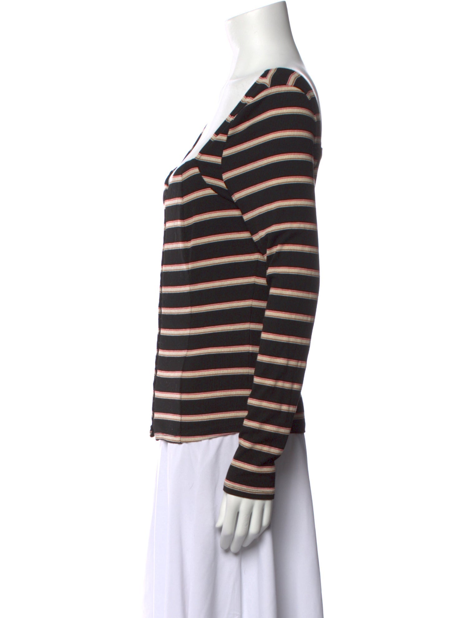 Veronica Beard Striped V-Neck Top