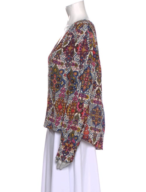 Veronica Beard Floral Print V-Neck Blouse